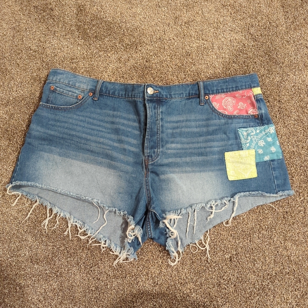 Jessica Simpson Blue Jean Shorts with Colorful Patches